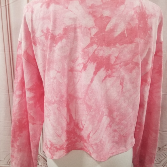 NWT Women's All In Favor Pink Tie Dye tee, long sl - Picture 3 of 5